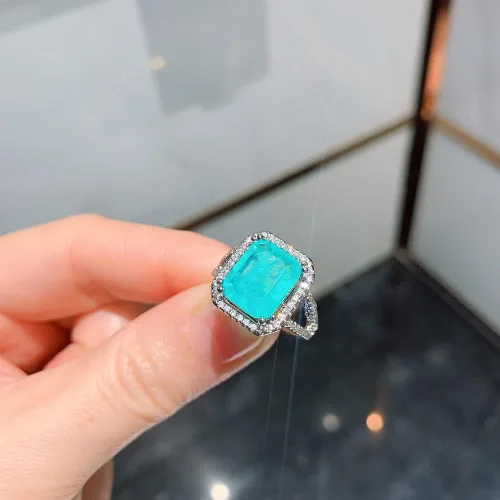 Vista 4 de Vintage 925 plata esterlina paraiba turmalina piedras preciosas pendientesanillocollar de lujo boda fina joyería conjuntos para mujeres