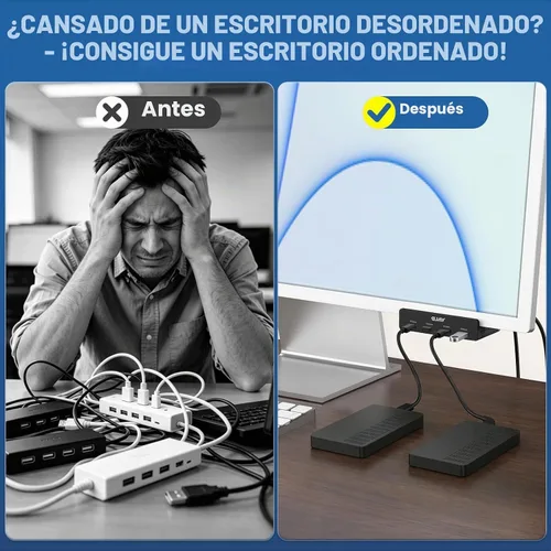Vista 3 de EJAY Abrazadera USB Hub 5-en-1 USB C Hub 59" Cable para iMac y PC