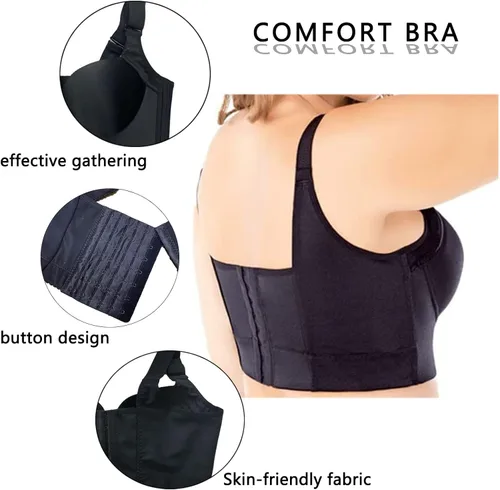 Vista 4 de Brasier deportivo con copa profunda para mujer, oculta la grasa de la espalda, brasier deportivo con realce incorporado con faja moldeadora