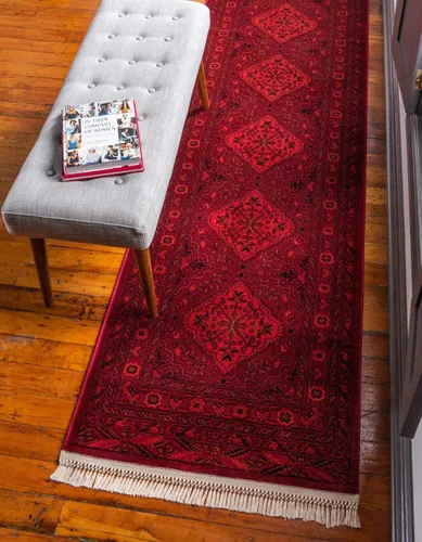 Vista 11 de Unique Loom Tekke Collection Zeravshan - Alfombra (3 pies 1 pulgada, redonda, rojo/negro)