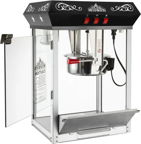 Vista 3 de Olde Midway - máquina de hacer palomitas estilo clásico, con hervidor de agua grande de 8 onzas, Negro