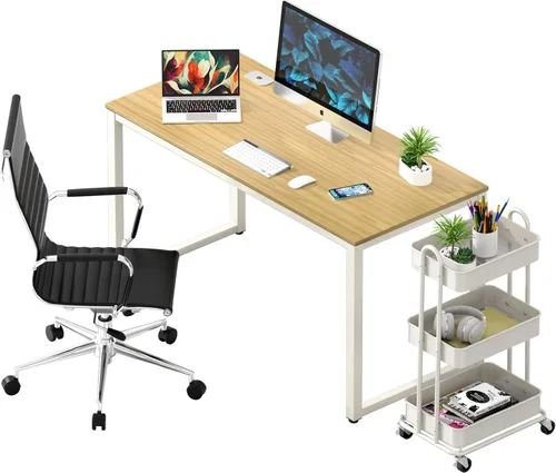 Vista 7 de SHW Escritorio para computadora de oficina de grado comercial de 48 pulgadas, roble Negro
