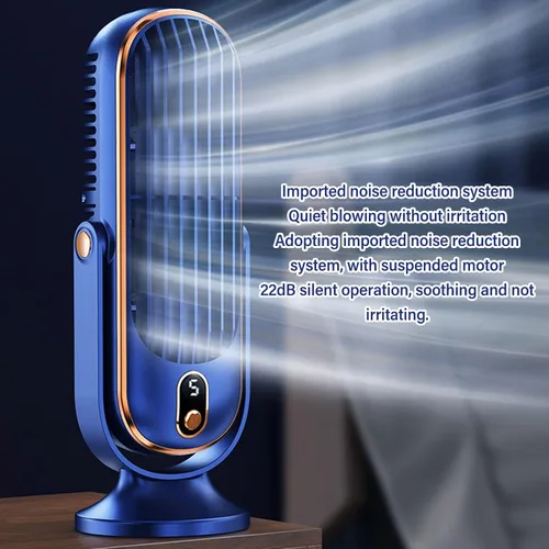 Vista 9 de Ventilador oscilante de mesa de torre de 5 engranajes con flujo de aire turboalimentado, silencioso y desmontable para el hogar, oficina, espacios