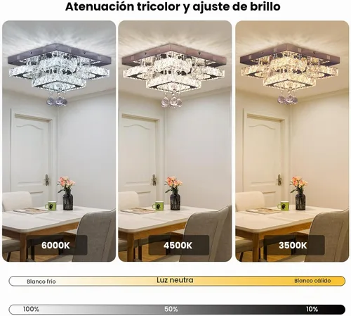 Vista 2 de Lámpara de Araña de Cristal Moderna LED de 11.8" Luminaria de Techo Adecuada para Cocina Pasillo Dormitorio Baño Comedor 4 Pétalos/Bola de Gotas