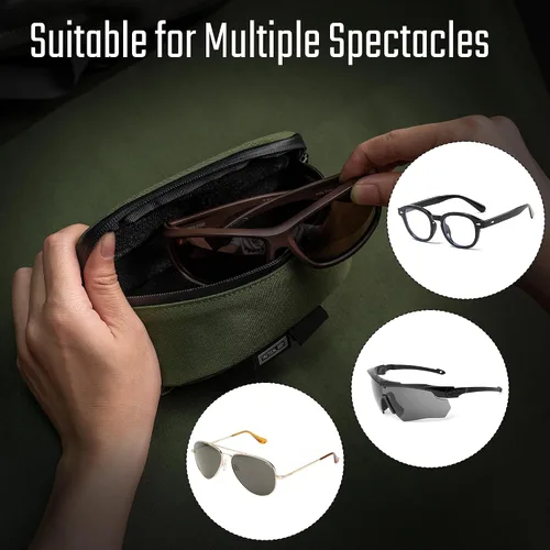 Vista 5 de EXT7 Funda portátil para lentes de sol para exteriores, caja protectora a prueba de golpes, accesorios Molle de nailon, funda rígida a prueba
