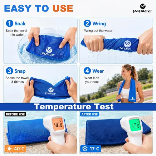 Vista 3 de YQXCC Paquete de 8 toallas refrescantes (47 x 12 pulgadas), toalla de cuello fría de hielo, microfibra suave y transpirable para yoga, golf