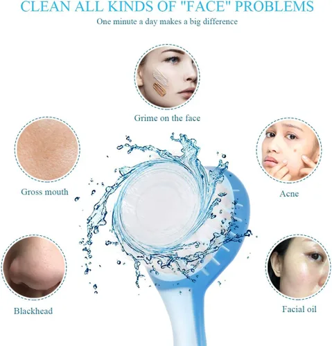 Vista 5 de ARTIBETTER Juego de 8 cepillos faciales exfoliantes faciales con tapa, 8 piezas de cepillo facial manual para limpieza profunda de poros
