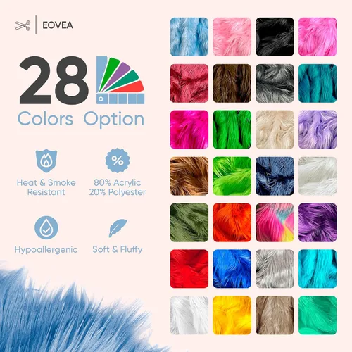 Vista 3 de EOVEA Tela de Piel Sintética Lanuda por Yarda – 60" de Ancho Material de Piel Sintética Suave y Esponjosa para Costura, Manualidades, Disfraces