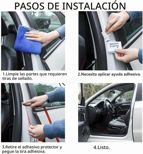 Vista 6 de Tira de sellado para puerta de coche, 8 metros de goma de doble capa autoadhesiva para clima pelar automotriz para ventanas, capó, baúl, accesorios