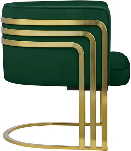 Vista 5 de Meridian Furniture 533Green Rays Collection - Silla decorativa tapizada de terciopelo con acabado de metal dorado cepillado, verde, 27 pulgadas