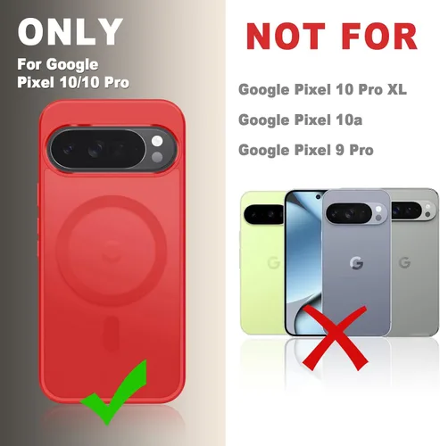 Vista 495 de Funda para Google Pixel 10 Pro XL, cubierta magnética mate, color negro Fit for MagSafe, Screen Protector included, Shockproof Military Grade