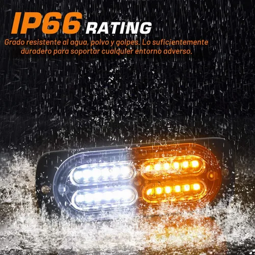 Vista 4 de LINKITOM 4pcs Ultra Slim Sync Feature 24-LED Car Truck Surface Mount Emergencia Hazard Advertencia Luz estroboscópica (Amber & White)