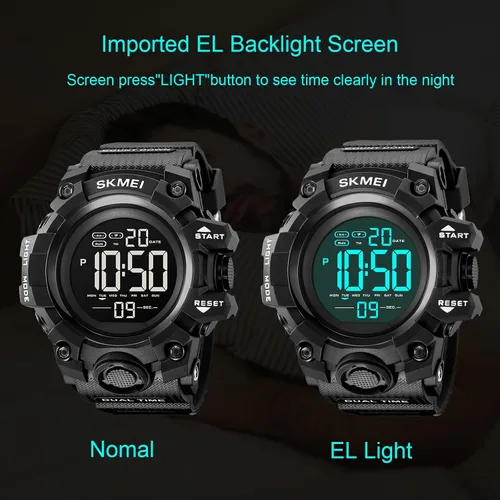 Vista 5 de Gosasa Reloj deportivo digital de cara grande para hombre, reloj de pulsera militar impermeable con temporizador de cuenta regresiva