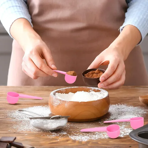 Vista 5 de Meanplan - Cucharas medidoras de plástico con mango (0.7 onzas líquidas, 20 cc 1.33 cucharadas 4 cucharaditas) cucharadita de café para medir