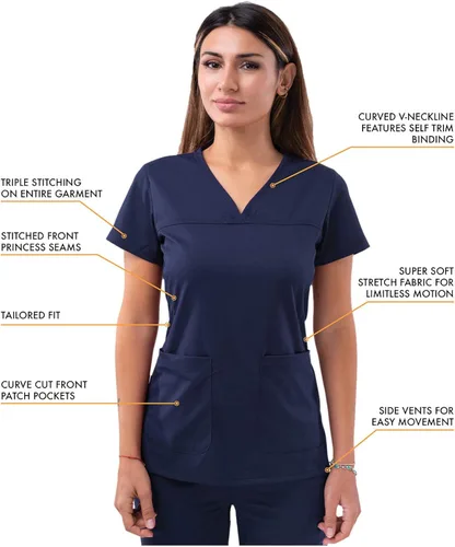 Vista 3 de Adar Pro - Ropa quirúrgica para mujer, camisa con cuello en V