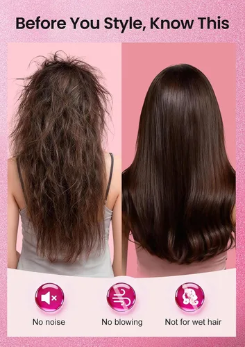 Vista 6 de Cepillo térmico infrarrojo de 1.65 pulgadas, iones negativos 2 en 1 de 328.1 ft, cepillo redondo para alisar, alisar y alisar, 6 ajustes de calor