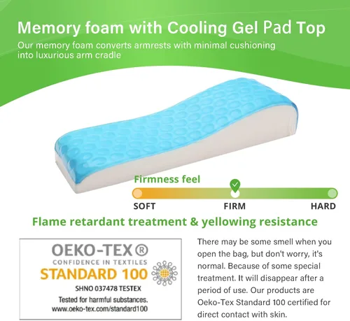 Vista 4 de Large Leaf - Juego de 2 reposabrazos ergonómicos de gel para silla de juegos de oficina con reposabrazos de espuma viscoelástica