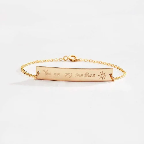 Vista 5 de Pulsera de escritura a mano, joyería con colgante de barra de escritura a mano, firma conmemorativa, nota escrita a mano personalizada para niños