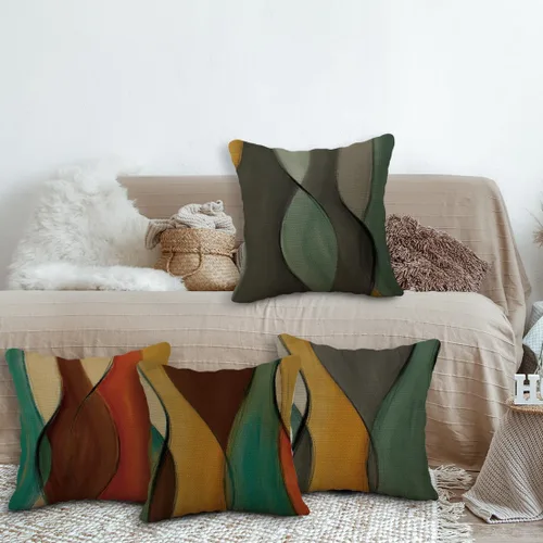 Vista 2 de SiuSue Juego de 4 fundas de almohada abstractas modernas de mediados de siglo, fundas de almohada abstractas de 18 x 18 pulgadas, almohadas verdes