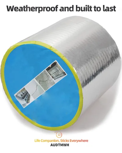 Vista 8 de Cinta de aluminio de goma de butilo de 2 pulgadas x 16.4 pies (ancho x largo), cinta de butilo de aluminio súper impermeable, reparación multiusos