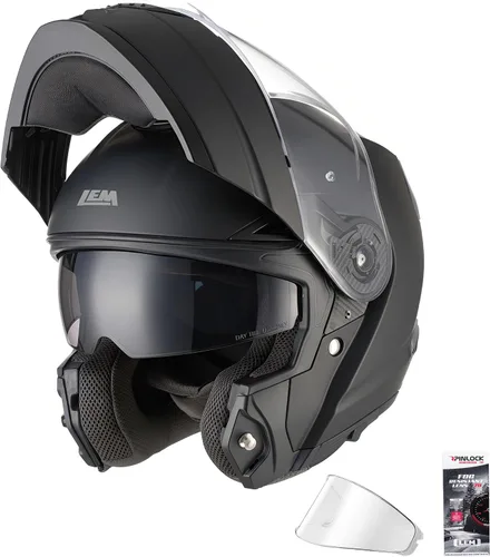 Vista 18 de LEM Cascos modulares de motocicleta de fibra de vidrio, casco de motocicleta de cara completa abatible para excursiones, certificado por DOT, visera
