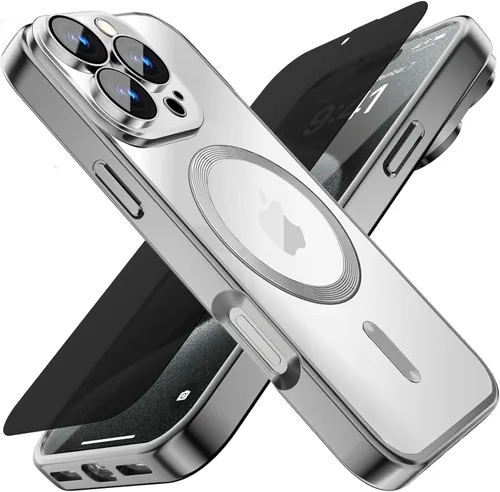 Vista 14 de Misscase Funda MagSafe compatible con iPhone 12 Pro Max con protector de lente de cámara, protección completa, funda magnética transparente
