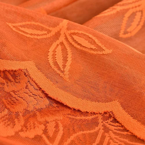 Vista 6 de FINECITY Cortinas traslúcidas naranja óxido de 72 pulgadas de largo para sala de estar, 2 paneles de cortinas de encaje transparente naranja Naranja