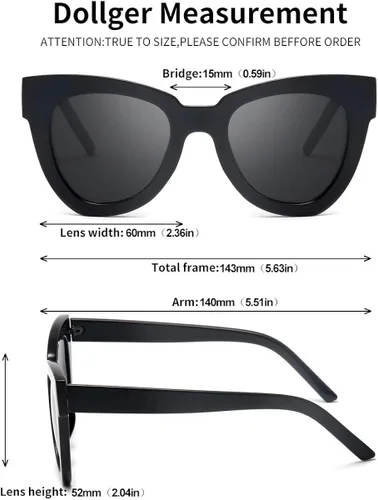 Vista 5 de Dollger Gafas de sol retro de ojo de gato para mujer y hombre, estilo vintage, cuadrado, tortuga, concha, moda