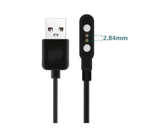 Vista 2 de Cable cargador de reloj inteligente, universal de 2 pines 0.112 in, cable de carga USB de succión magnética para reloj inteligente, cable de carga
