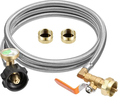 Vista 9 de Adaptador de repuesto de propano DPB de 3 pies con manguera de goma para 1 Negro