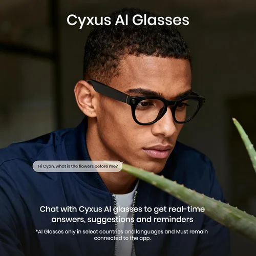 Vista 2 de Cyxus Lentes de cámara inteligente AI, lente de 8 MP, fotos 4K y grabación de video 1080P traducción AI Q&A Traducción TR90 Marco ligero Bluetooth