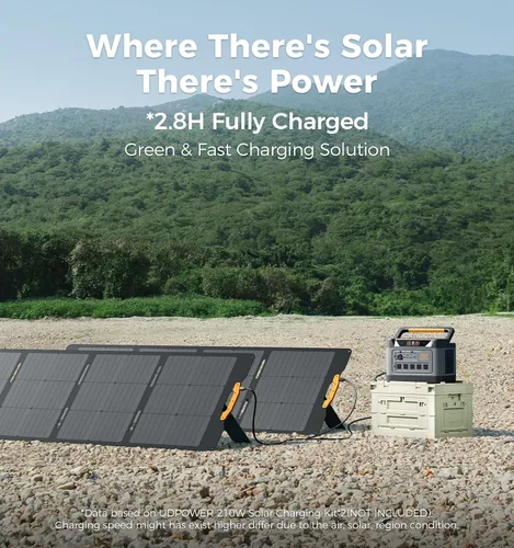 Vista 3 de UDPOWER Estación de energía portátil S1200 de 1200 W (sobretensión 1800 W), entrada solar máxima de 400 W, UPS, UL2743, para emergencia de RV