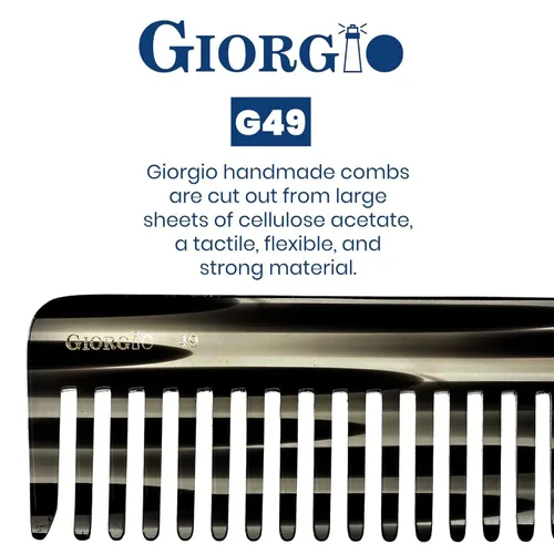 Vista 5 de Giorgio G49 Graphite, peine grande para desenredar el cabello, dientes anchos para cabello grueso, rizado y ondulado. Peine desenredante