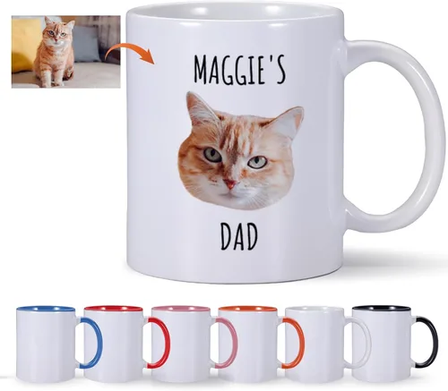 Vista 9 de Taza de café personalizada para gatos, taza de foto de gato personalizada, taza de café de tía de gato, taza de café personalizada para mascotas