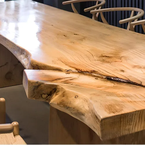 Vista 6 de LITFAD Live‑Edge Mesa de comedor de pino, escritorio de madera maciza