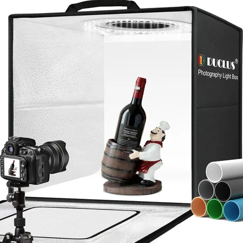 Vista 12 de DUCLUS Fotografía de caja de luz, caja portátil de cabina de estudio fotográfico, 10 "x 10" Mini tiendas de campaña de tiro profesional con 104
