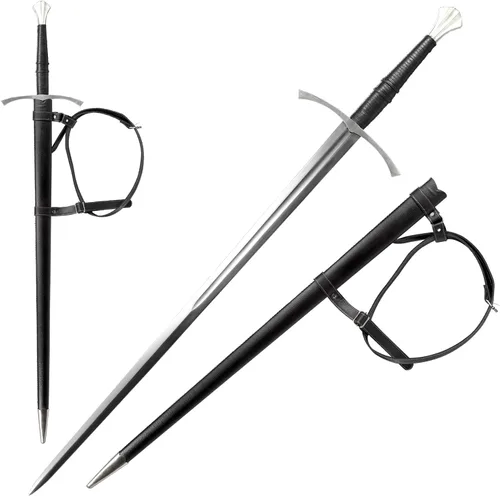 Vista 10 de Medieval Full Tang Spring Steel Western Italian Long Sword with Scabbard for Outdoor Use, Practice, Collection