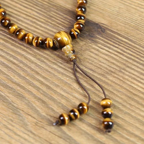 Vista 6 de COAI 108 Japa Mala 7 chakras piedra cruzada collar, Piedra