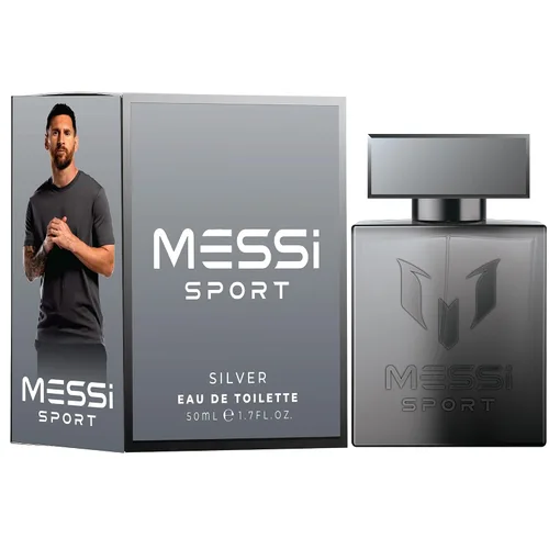 Vista 5 de Messi Sport Silver Eau de Toilette para hombre, fragancia de cuero Woody, 1.7 oz