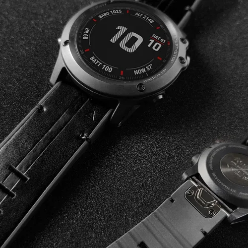Vista 6 de Abanen Correa de reloj para Garmin epix Pro de 2.008 in, Fenix 8 de 2.008 in, Instinct 3 de 1.77 pulgadas, correa híbrida de silicona suave de Negro