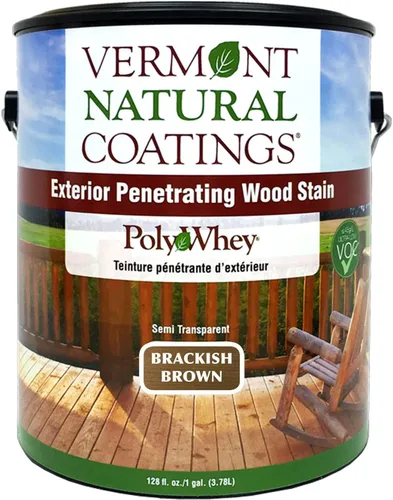 Vista 24 de Vermont Natural Coatings PolyWhey - Tinte penetrante exterior - Cedro dorado - Galón