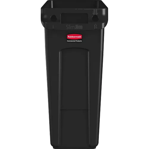 Vista 2 de Rubbermaid Commercial Products - Basurero de reciclaje, diseño rectangular con canales de ventilación, modelo Slim Jim, Negro