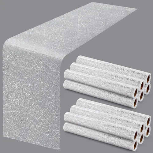 Vista 12 de Reginary Paquete de 12 caminos de mesa dorados de 11 x 87 pulgadas, rollo fino metálico de lentejuelas con purpurina para bodas, cumpleaños