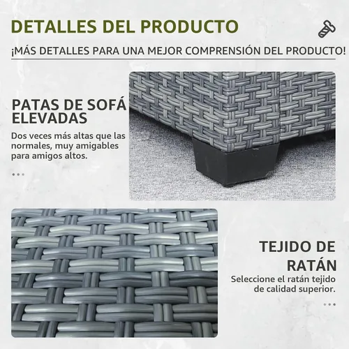 Vista 5 de Lviden - Sofá de mimbre para patio, sofá de 3 asientos para exteriores con sofá profundo de ratán para todo tipo de clima, con cojines