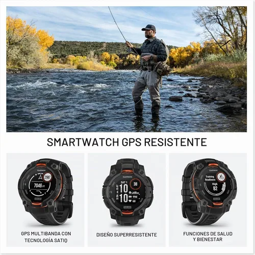 Vista 3 de Garmin Instinct 3 Solar (Sunburst, 1.969 in) - Paquete de reloj inteligente GPS para exteriores