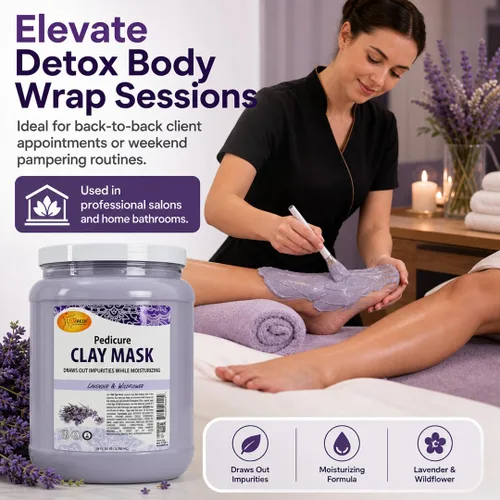 Vista 5 de SPA REDI - Máscara de arcilla, lavanda y flores silvestres, 128 onzas - Pedicura y limpieza profunda corporal, purificación de poros de la piel