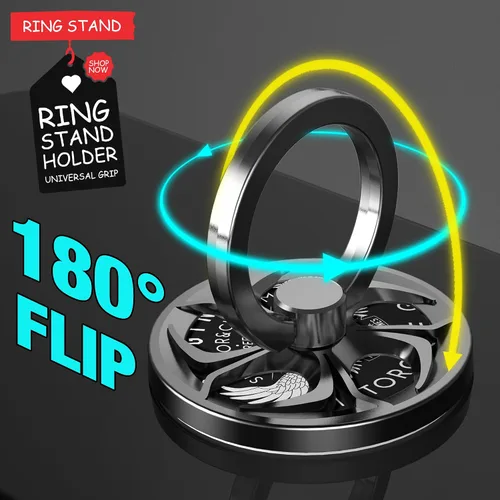 Vista 5 de Soporte para anillo de dedo, rotación de 360°, giratorio para teléfono celular, soporte con agarre universal [lavable/reutilizable] para Negro