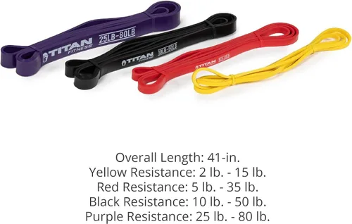 Vista 9 de Titan Fitness Bandas de látex ligeras de 41 pulgadas, bandas de dominadas, juego de bandas de resistencia para entrenamientos, fitness