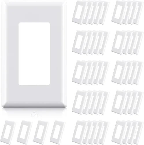 Vista 23 de ELEGRP Placas de pared decorativas sin tornillos de 1 banda, cubierta de placa frontal termoplástica irrompible para interruptor de salida
