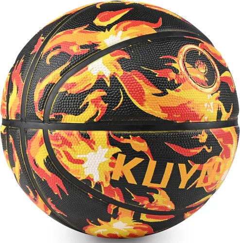Vista 2 de KUYOTQ - Baloncesto para niños, jóvenes y adultos, tamaño 3/4/5/6/7 (22/25.5/27.5/28.5/29.5"), baloncesto premium de goma o cuero sintético
